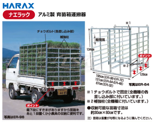 ハラックス製 ナエラック アルミ製 育苗箱運搬器の販売｜「荷車用 農機