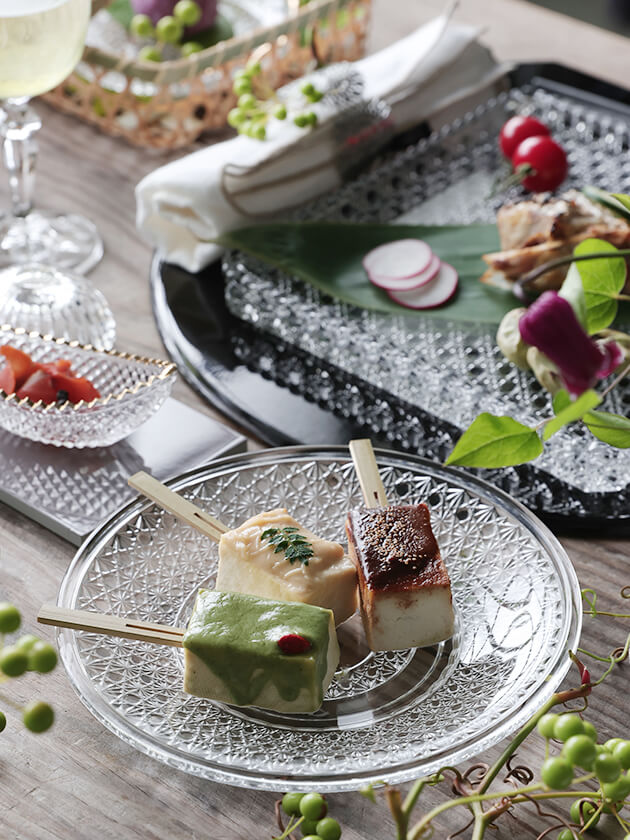 ガラス 丸皿 ジュエル 18.5cm