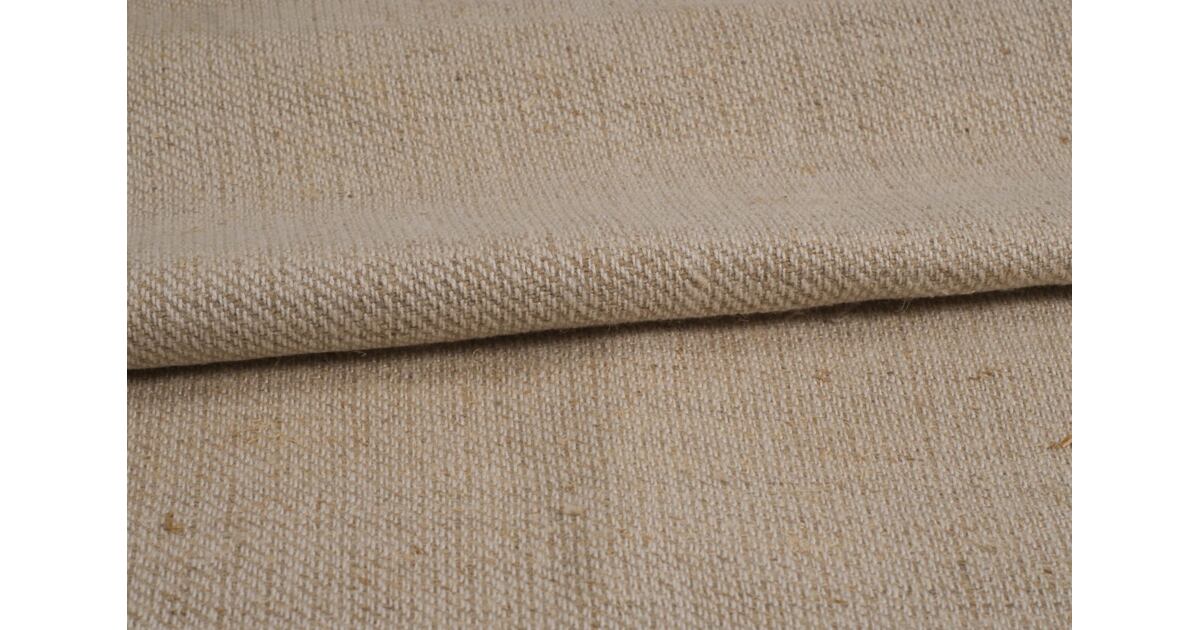 Handwoven vintage linen drill fabric, natural 100% linen - SARTOR