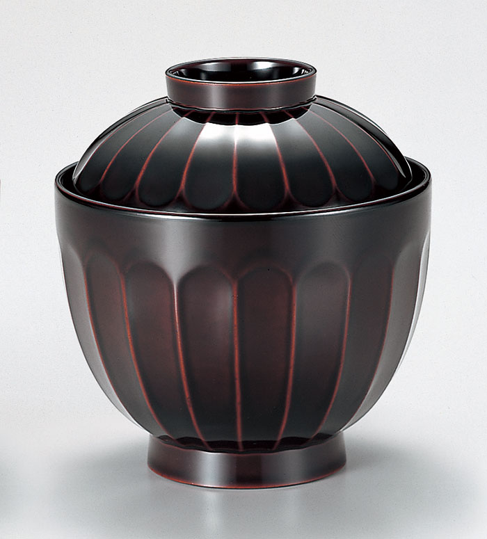 お椀小吸椀-越前塗 黒 菊小吸椀［5客］ | 越前漆器粂治郎