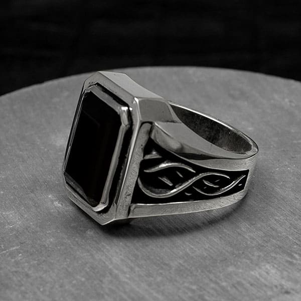 D.four -XXXX fourth-】オニキス／スモーキークォーツ×シルバーリング