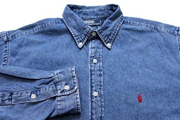 90s ポロ ラルフローレン BLAIRE ワンポイント ボタンダウン デニム