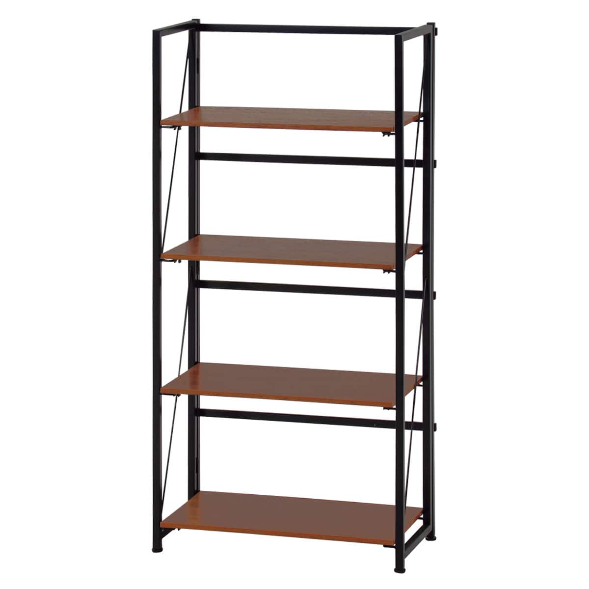 折りたたみシェルフラックブラウン 4段