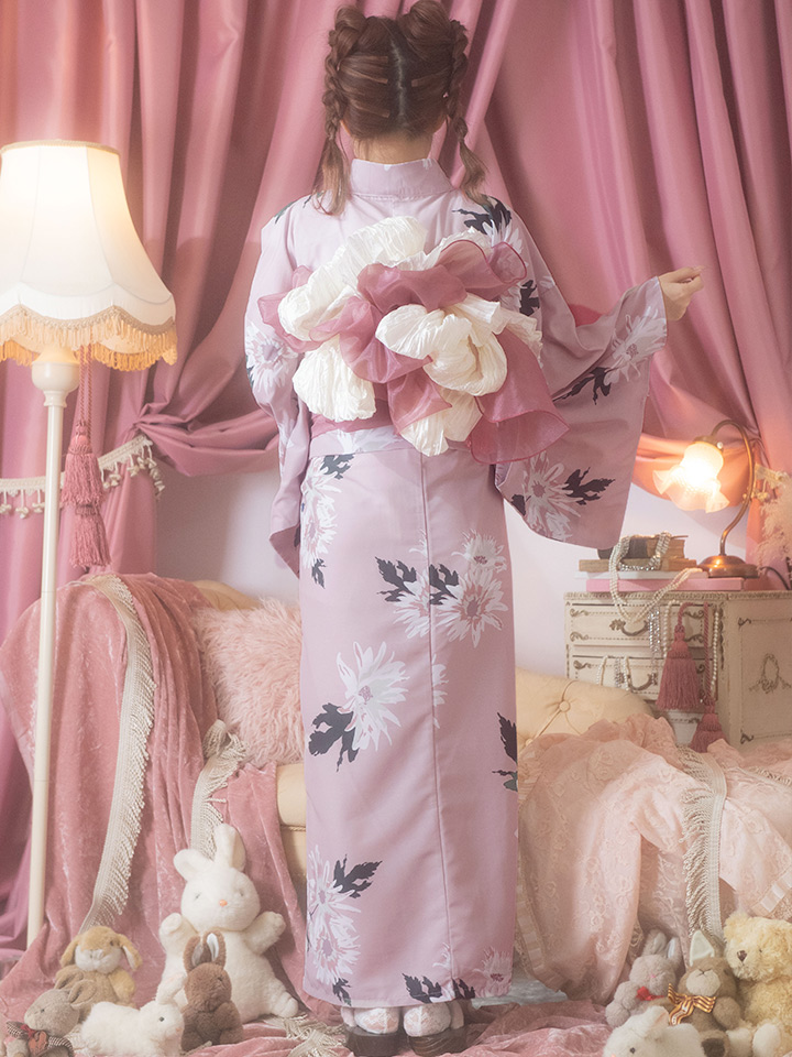 即日発送】【浴衣セール】【浴衣】 くすみピンク地xニュアンスフラワー