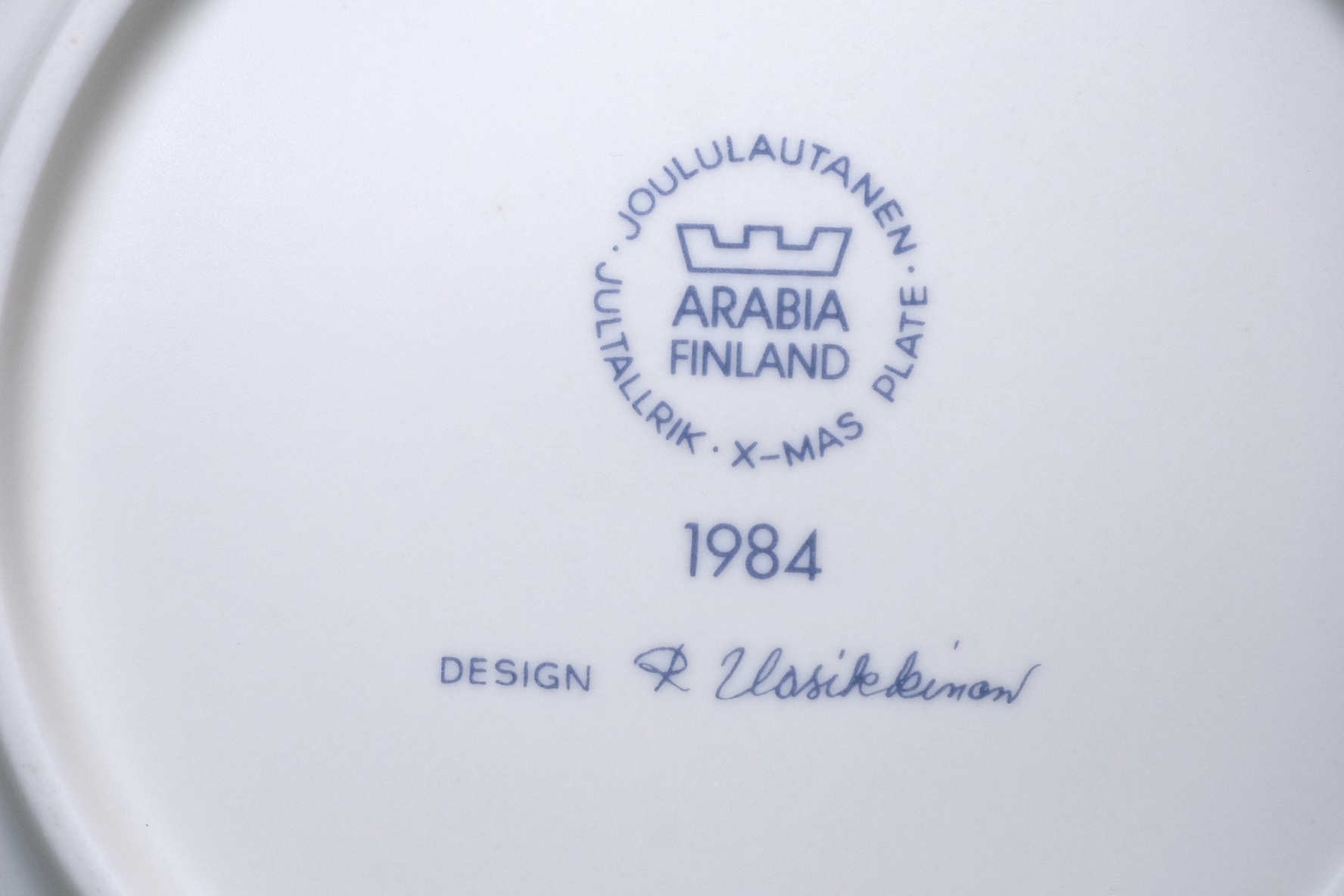 ARABIA/アラビア/1984年イヤープレート/クリスマスプレート