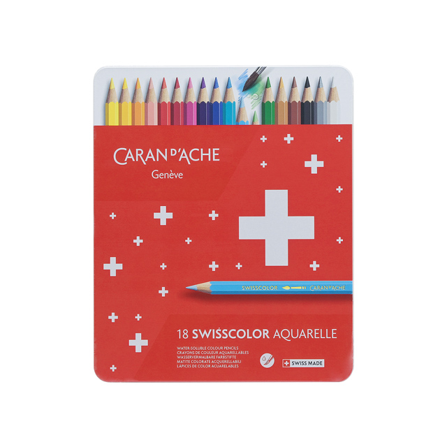 水溶性色鉛筆 18色 CARAN D'ACHE カランダッシュ 色鉛筆 スイスカラー
