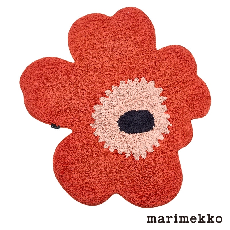 marimekko マリメッコ Unikko バスマット オレンジレッド×パウダー
