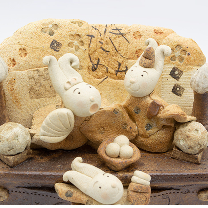 楽天市場】滝上真由美作 おもしろびな キャビネットうさぎ 陶人形作家