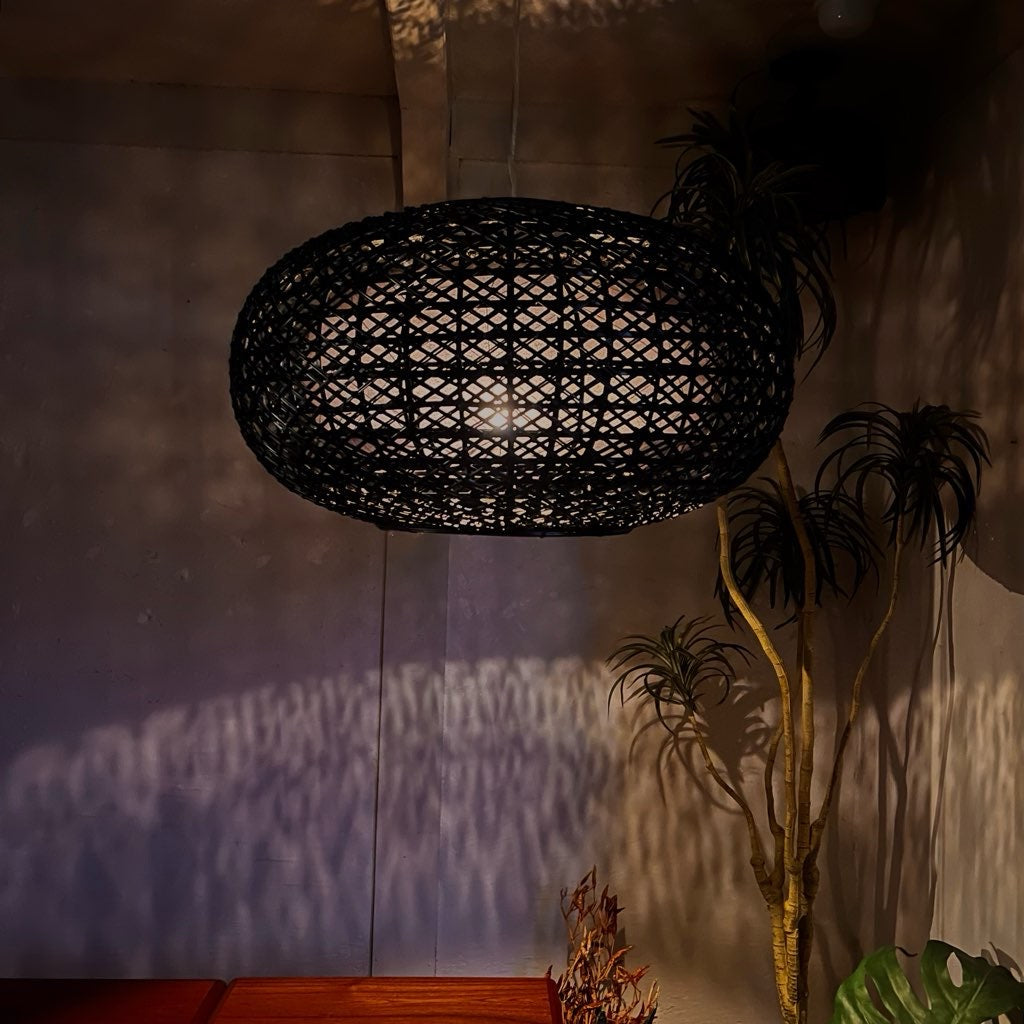 ラタンのペンダントライト 籐 ハンギングランプ 和モダン アジアン