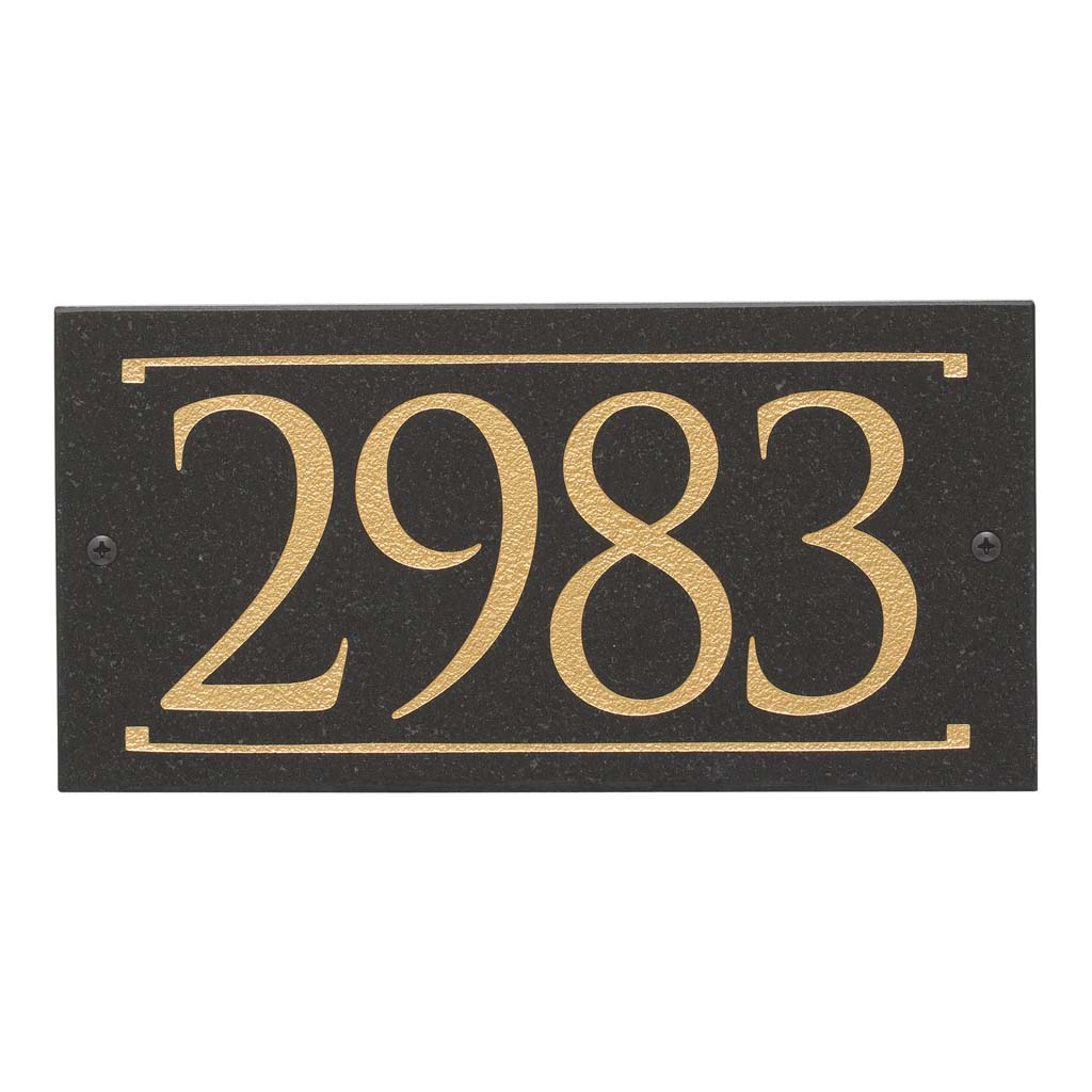 Black Granite Rectangle Trajan Engraved 1-line Address Sign