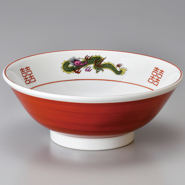 赤巻三ツ竜19cm切立深丼(ラーメン切立丼：大サイズ)|食器通販の陶磁庵