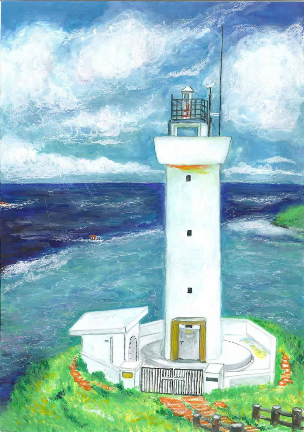 ヴィーヴィケンパイネン 水彩画 1997年 灯台 ヴィーヴィケンパイネン