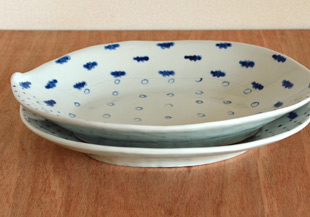 砥部焼の和食器 スギウラ工房の楕円皿【砥部工房 からくさ】