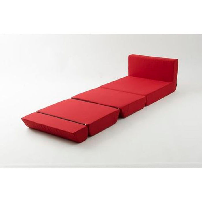 1人掛け 幅81cm ソファーベッド 日本製 ロータイプ レッド〔44030135