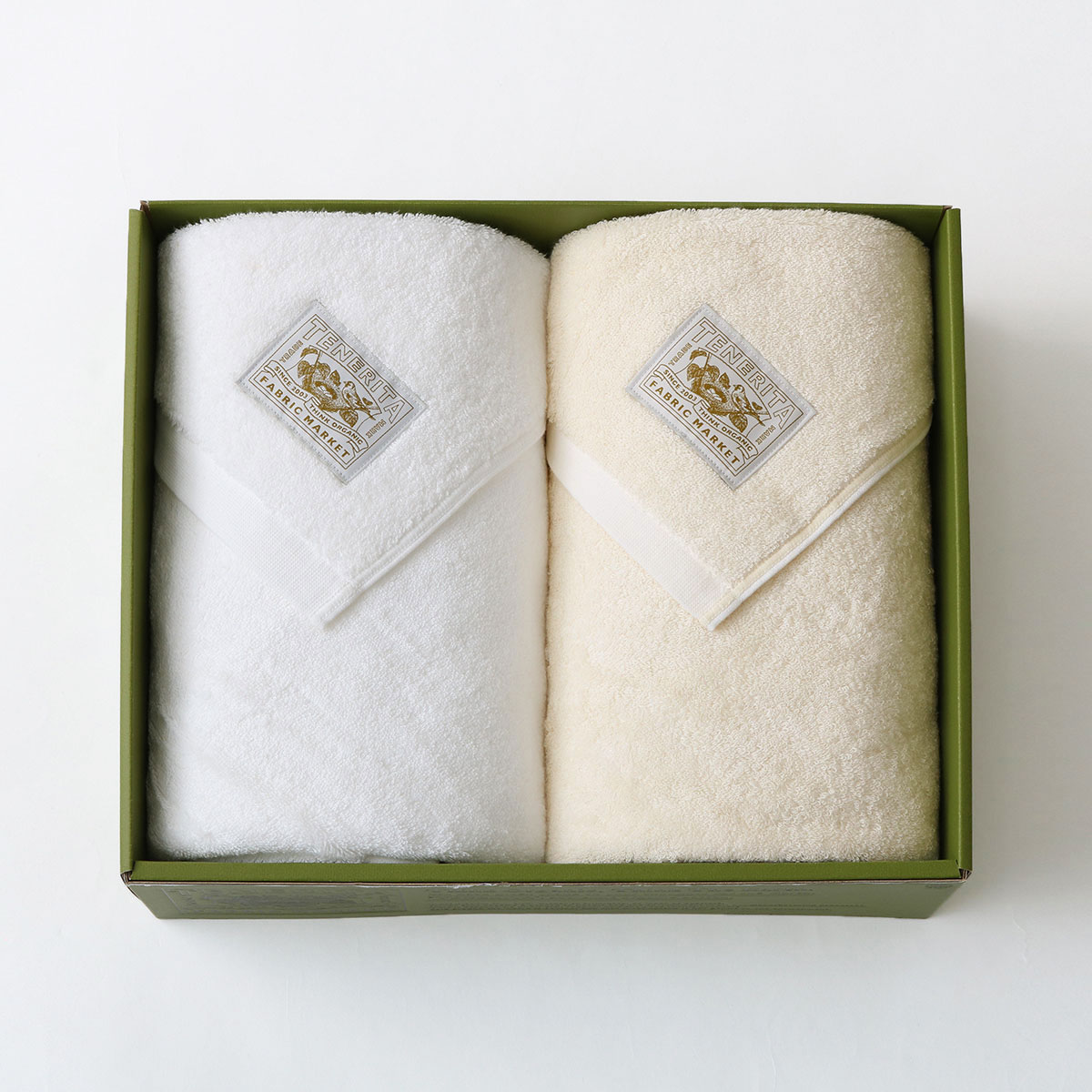 超甘撚りバスタオルロング2枚セット(ホワイト・生成)(FREE -): ギフト