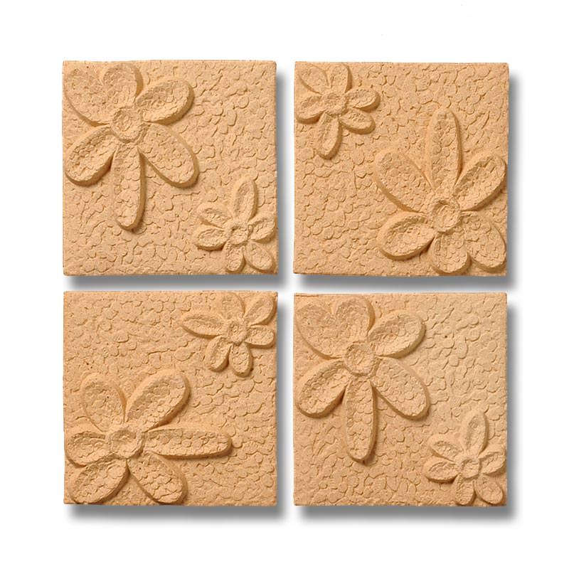 デザインタイル 125角 花レリーフC ベージュ系(H) 53295ZNK | タイル