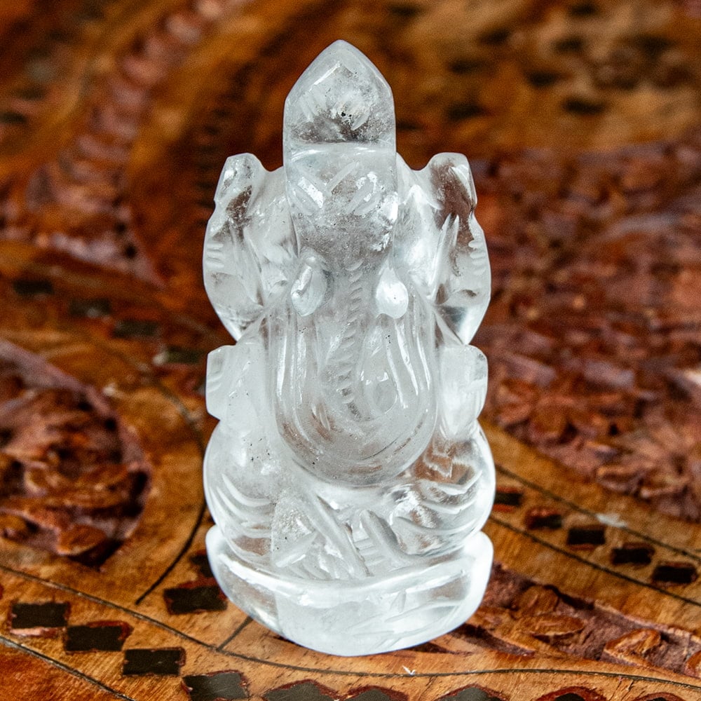 一点物・天然石】手彫りのクリスタル・ガネーシャ - 水晶 約78g の通販