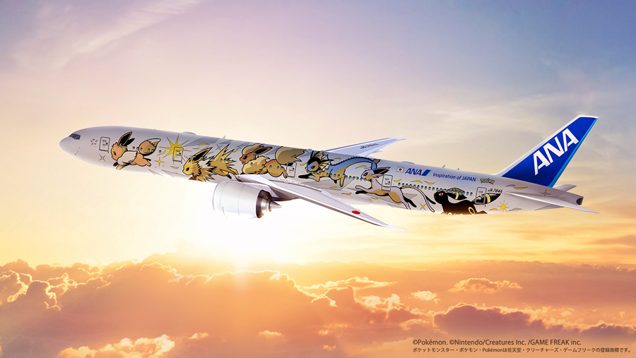 ANA、特別塗装機「イーブイジェットNH」を8月31日就航 777-300ER