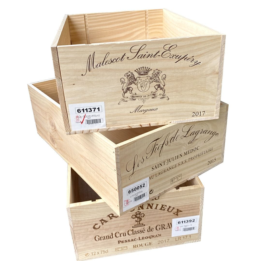 ワインの運搬輸送に使用したワイン木箱ケース12本入り 3個セット