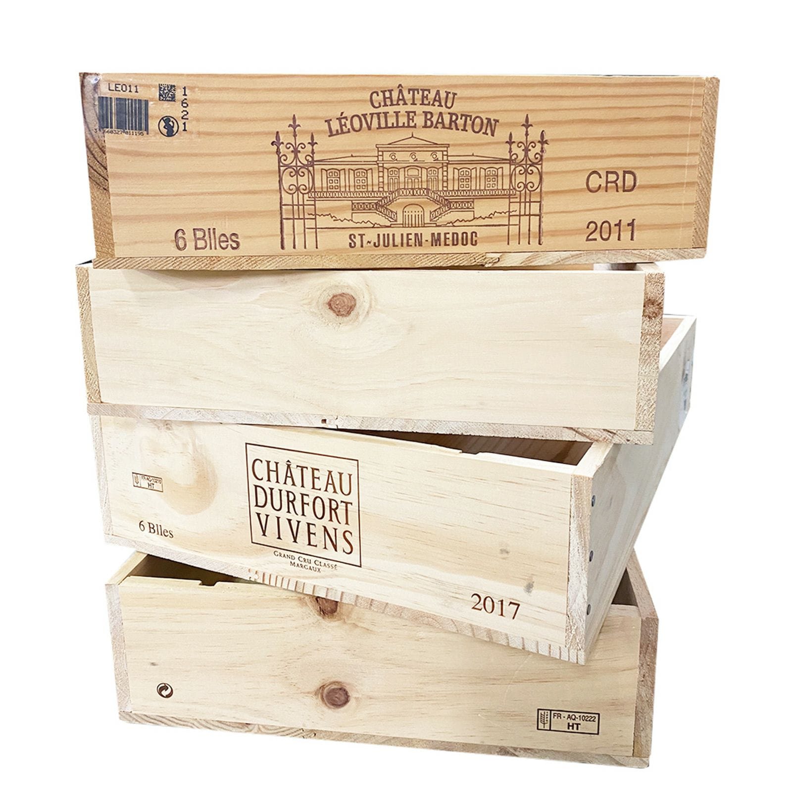 商品の陳列におすすめのワイン木箱 6本用 平箱タイプ 4個セット