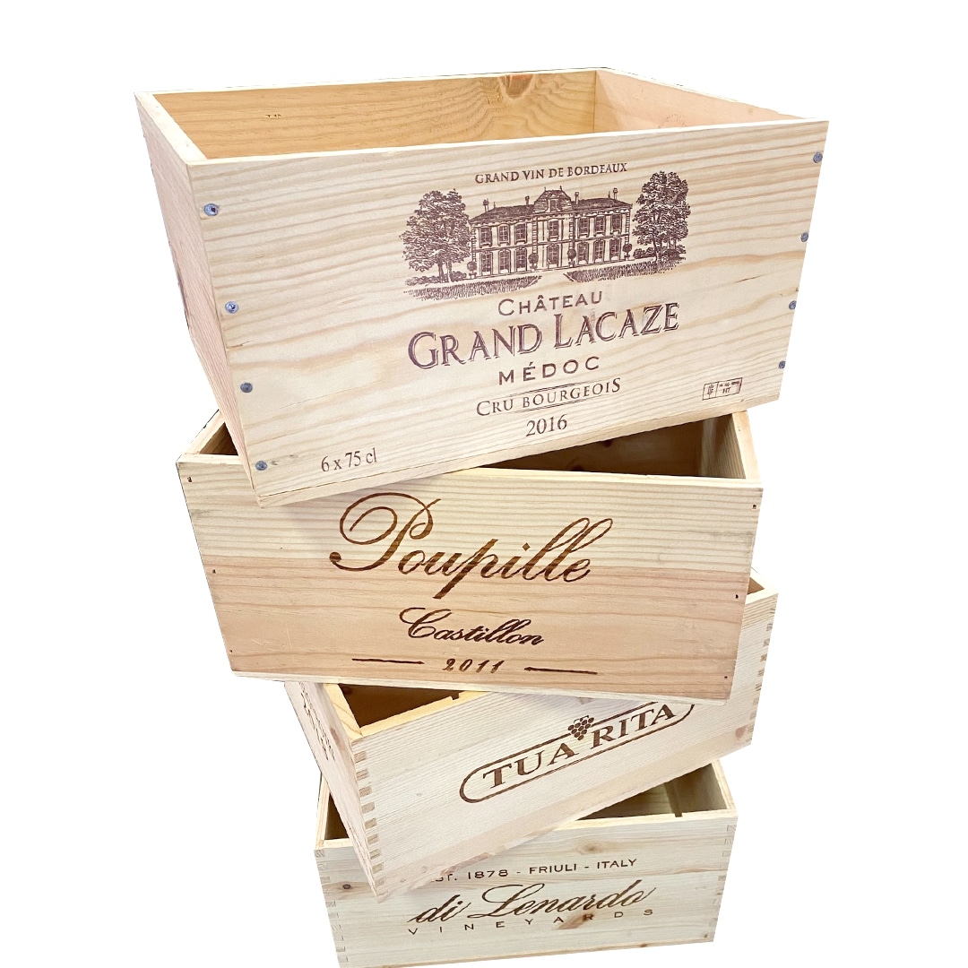 ワイナリーからのワイン運搬・輸送に使用されたワイン6本用木箱