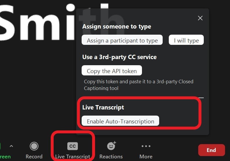 Closed Captioning in Zoom