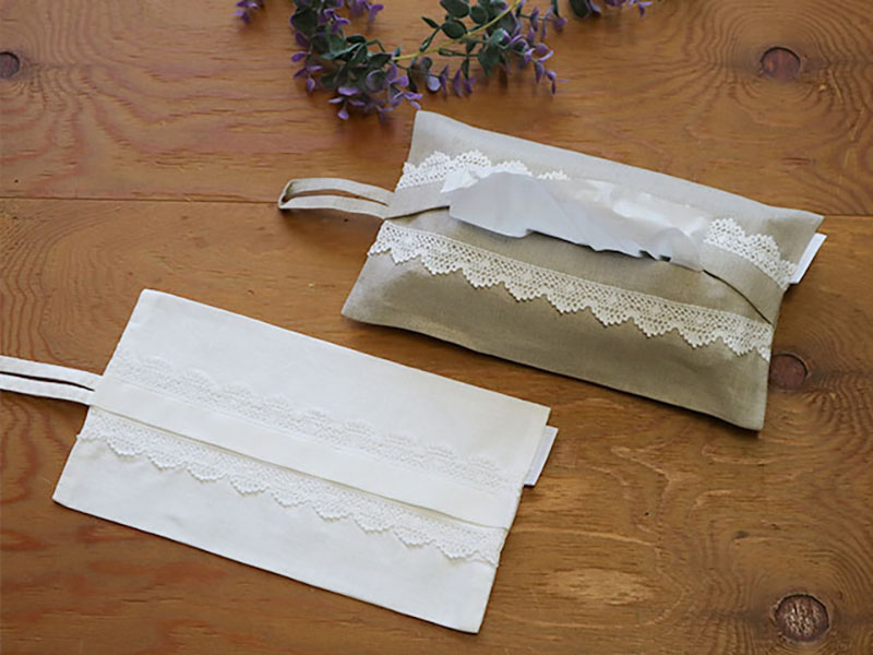 リネン・ティッシュカバー- リネンカーテン カフェカーテン 保育園お