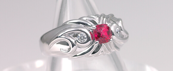 92.高品質ミャンマー産レッドスピネルプラチナメンズリング | ユア