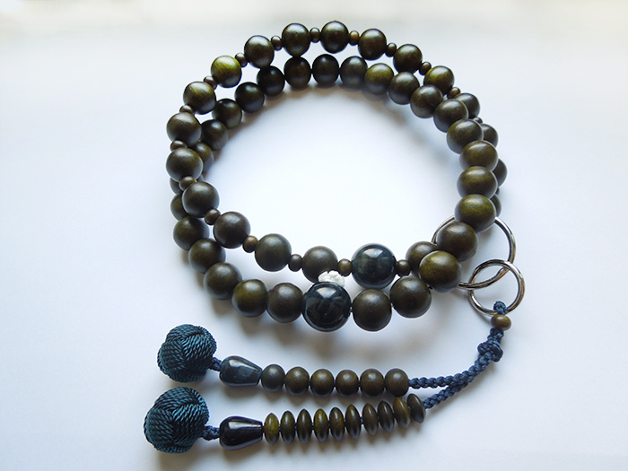 縞黒檀素挽三万浄土紺虎目石仕立 お数珠の安田念珠店へ｜総本山御用達