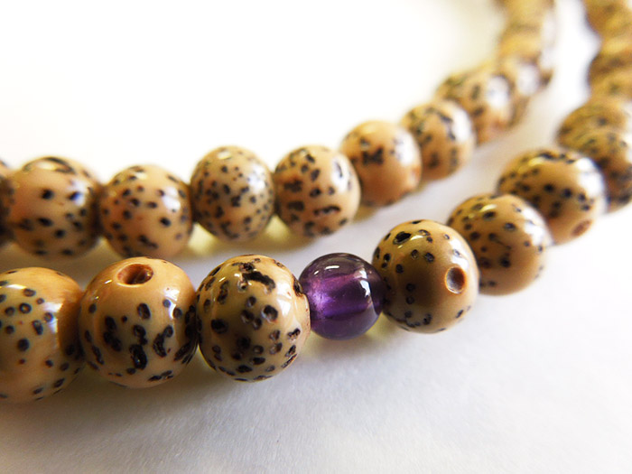 星月菩提樹八寸看経薄古代紫二五房紫水晶仕立 輪入 お数珠の安田念珠店