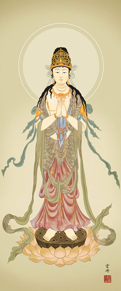 仏書・仏画の掛け軸 清水雲峰作 聖観音 d6620