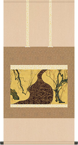 有名作家の掛け軸 尾形光琳作 紅白梅図