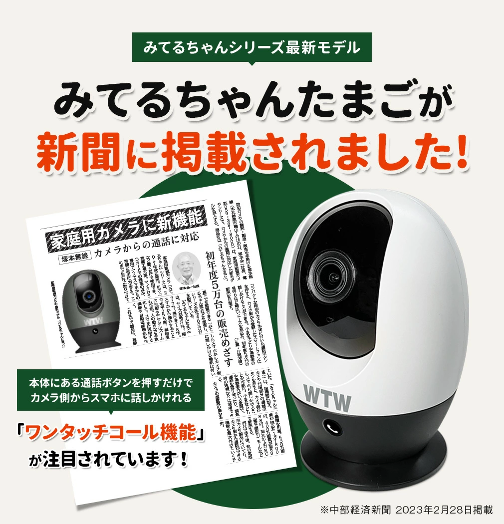 ペット監視カメラ みてるちゃん たまご 400万画素 500万画素 室温計