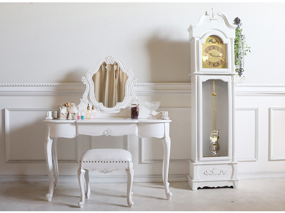 ロココドレッサーセット(スツール付)｜エレガント ホワイト家具
