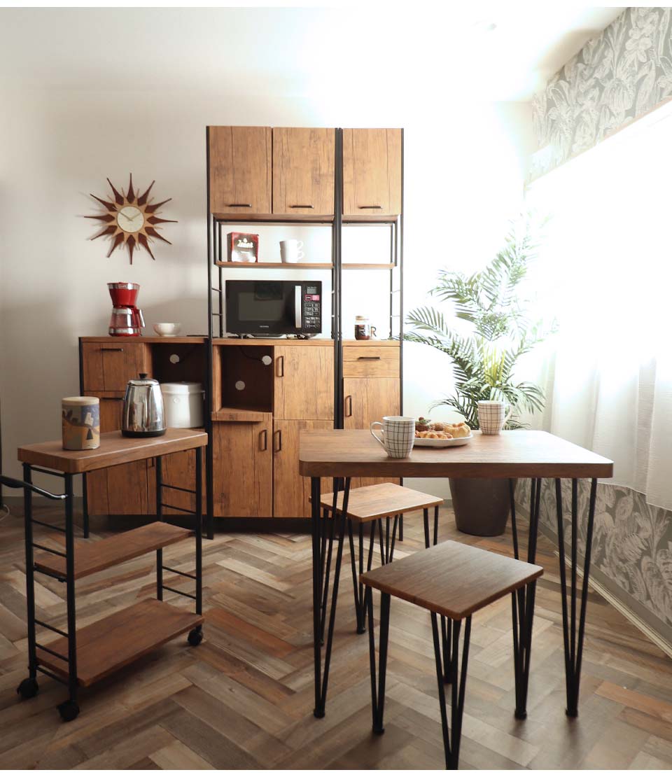 食器棚 スリムラック ストッカー 収納 モダン ヴィンテージ ダーク