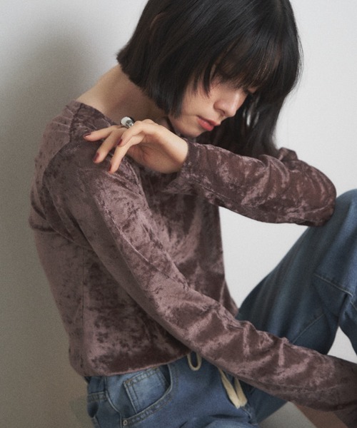 Shelly island（シェリーアイランド） tシャツ シアーベロアクルー