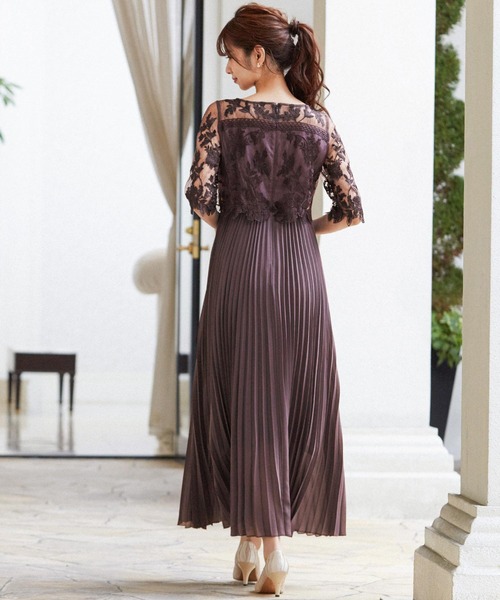 niana（ニアナ） ドレス 刺繍レース切り替えプリーツロング結婚式