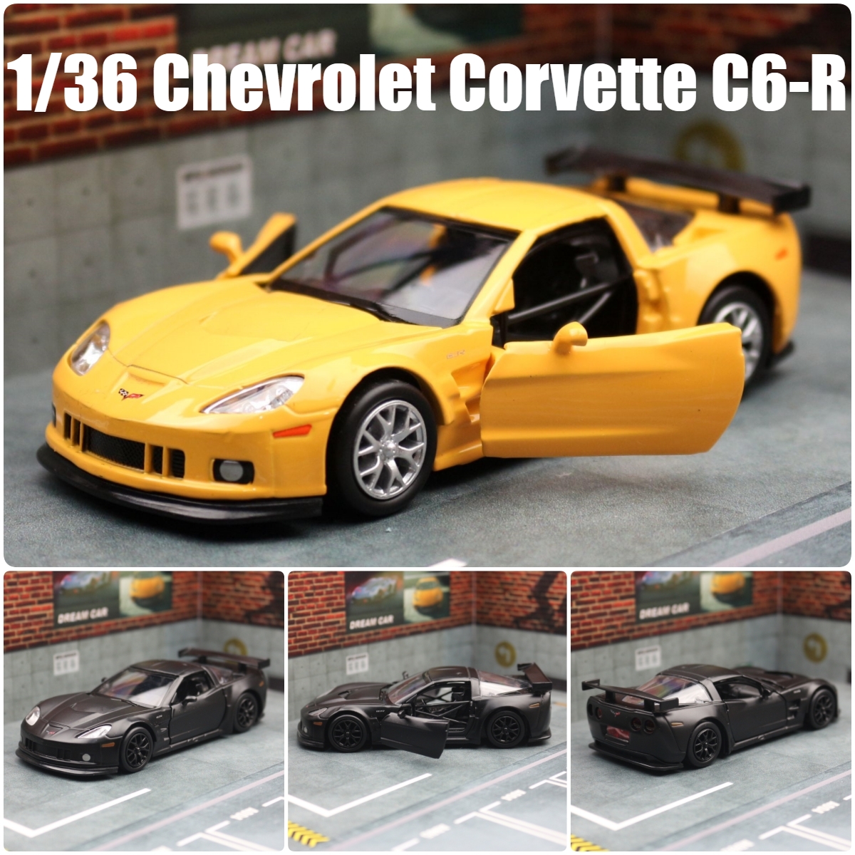 ChevevRader Corvette C6-R子供用おもちゃ車モデル、rmz、都市ダイ