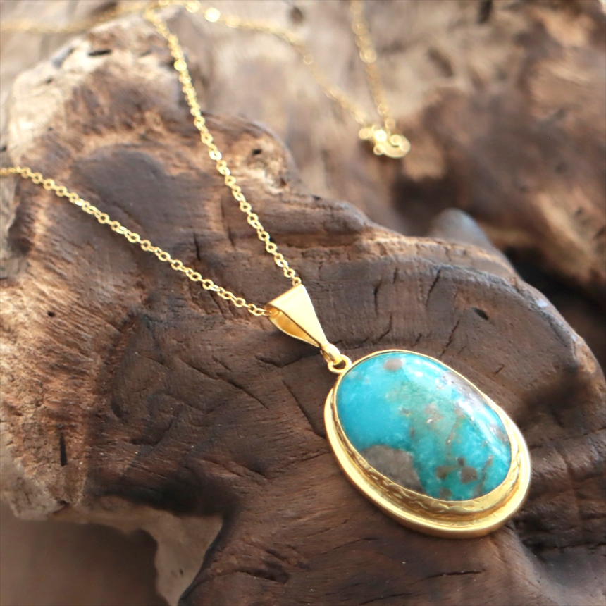amphora / ターコイズ ペンダント オーバル ビッグストーン 60cm