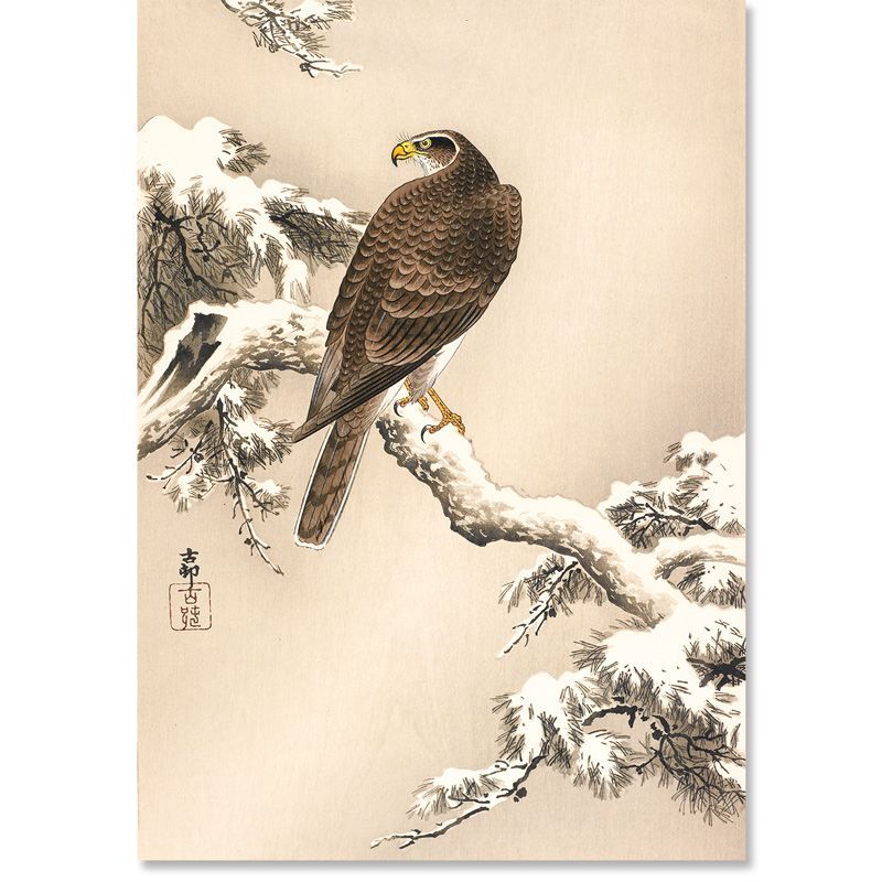 A2サイズ 小原古邨 ポスター 雪中松に鷹 浮世絵 日本画 和風 アート