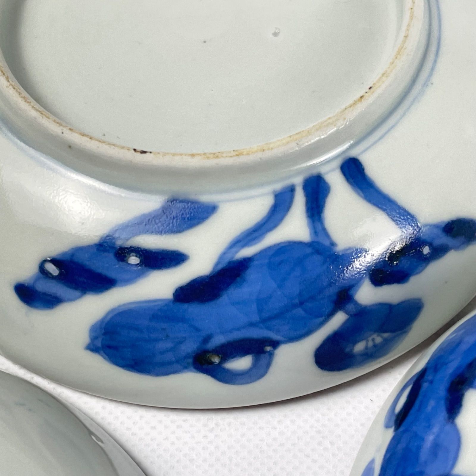 608 染付 花 鳥 古伊万里 伊万里焼 骨董 アンティーク 小皿 5枚セット