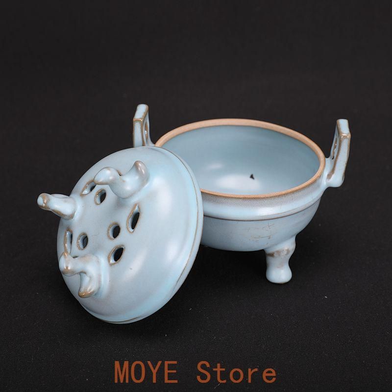 宋汝窯天青色三鳳鳥香炉 景徳鎮 陶磁器 装飾品 現代工芸品 美術品 置物
