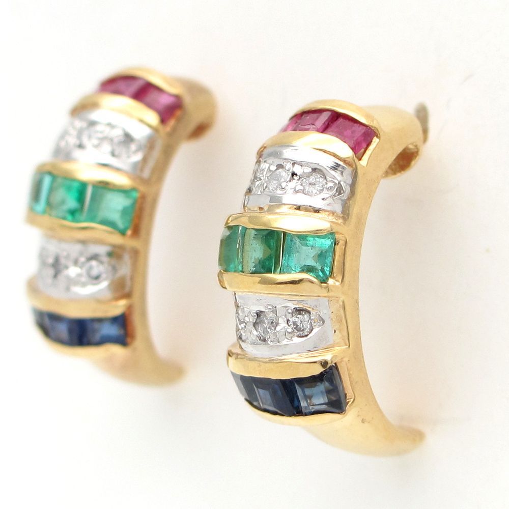 K18 花モチーフ ルビーサファイヤエメラルドペンダントトップ ルビー