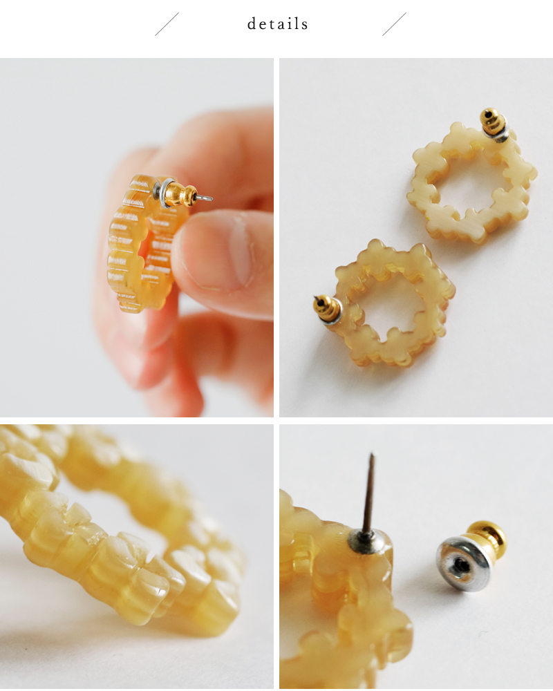 Si-Si-Si スースースー バッファローホーン フラワーリング ピアス