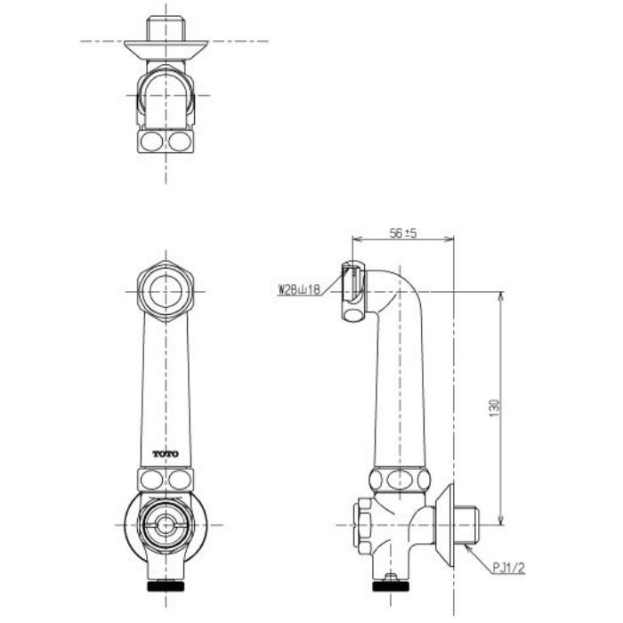 TN55ZS 取付脚部 水抜きコック・止水栓付 寒冷地用 13mm 2個入り TOTO