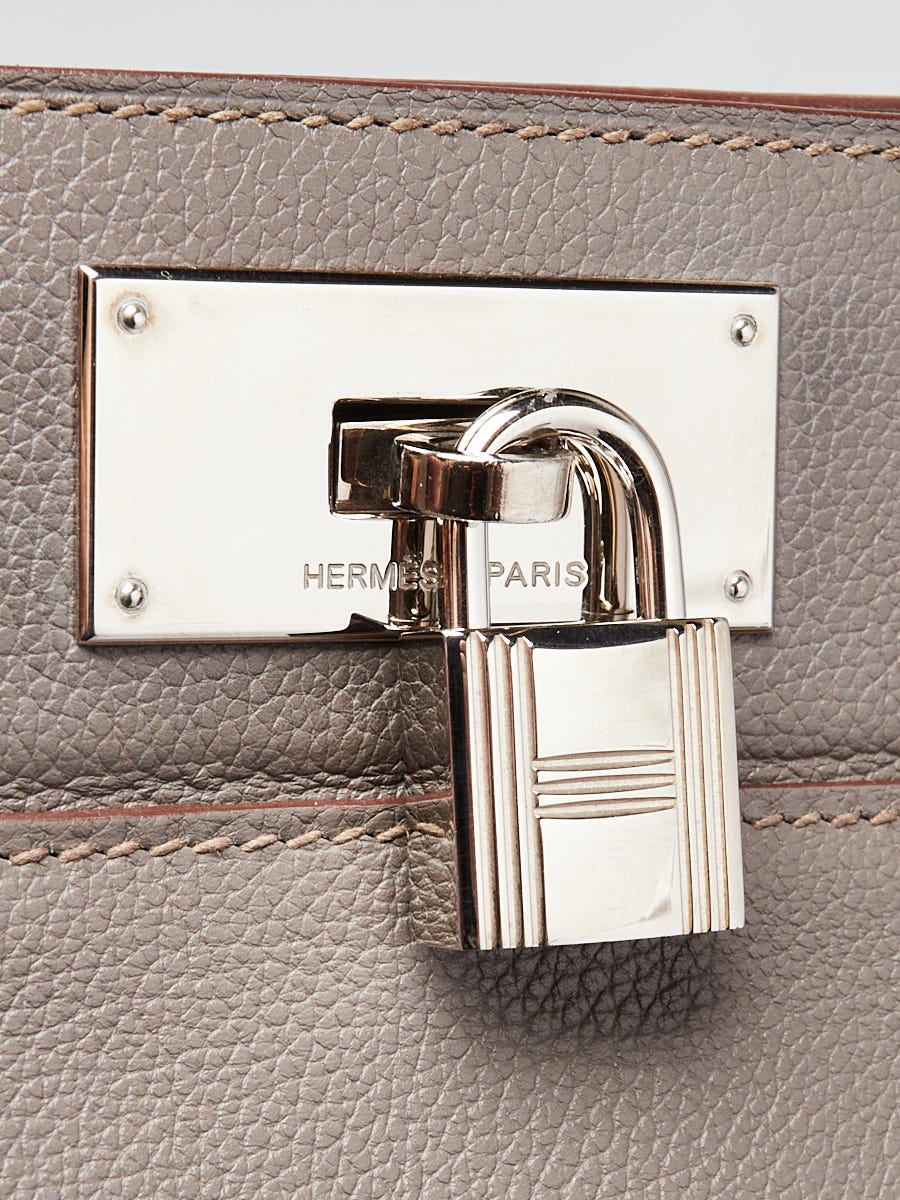 Hermes 26cm Etain Swift Leather Palladium Plated Toolbox Bag