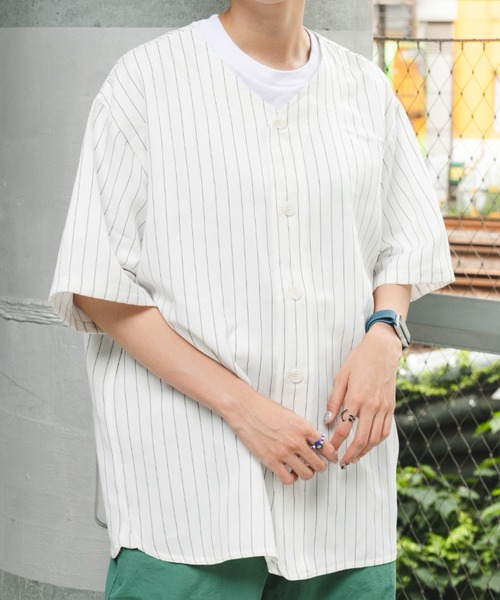 BROKEN BASE（ブロークンベース）の「ストライプベースボールシャツ