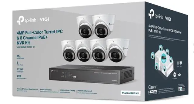 TP-LINK VIGI NK8MP-T6425-2T 6pcs 4MP Full-Color Turret IPC & 8