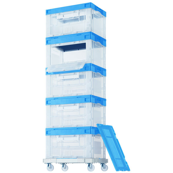 アスクル「現場のチカラ」 扉付き折りたたみコンテナセット 75L 長辺扉