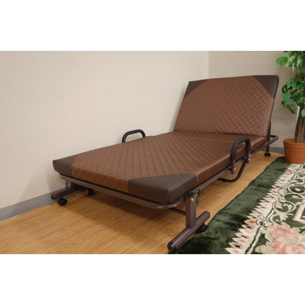 谷村実業 シンプル折り畳みベッド ブラウン 3423000453 1台（直送品